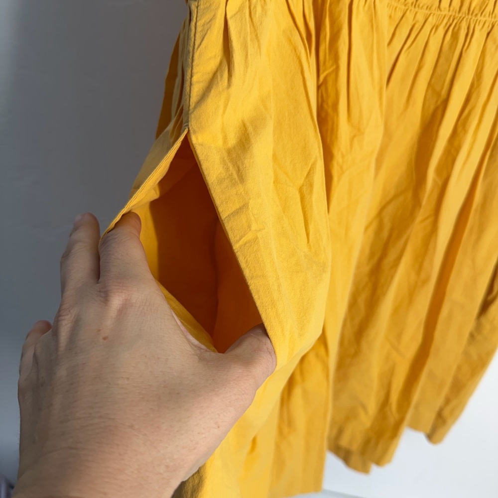 Madewell Yellow Flutter Sleeve Square Neck Mini Dress Pockets NK479 Womens Sz XL - Picture 13 of 13